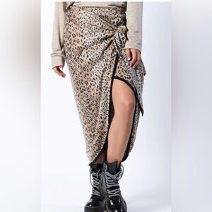 WANDERLUX Leopard Print Wrap Skirt